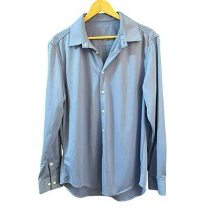 Ministry of Supply Men's Blue Apollo Button Up Shirt Long Sleeve Size Large